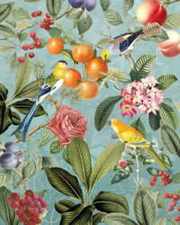 Komar Birds and Berries Intisse Papier Peint 200x250cm 4 bandes | Yourdecoration.fr