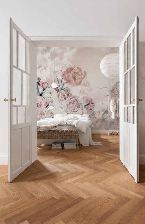 Komar Blossom Clouds Intisse Papier Peint 250x250cm 5 bandes interieur | Yourdecoration.fr