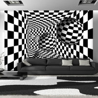 Papier Peint - Black & White Corridor - Intissé