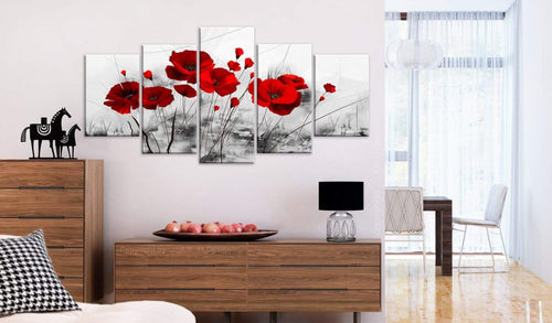 Artgeist Klaprozen rood wonder Tableau sur toile 5 parties Ambiance | Yourdecoration.fr