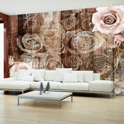 Papier Peint - Old Wood & Roses - Intissé