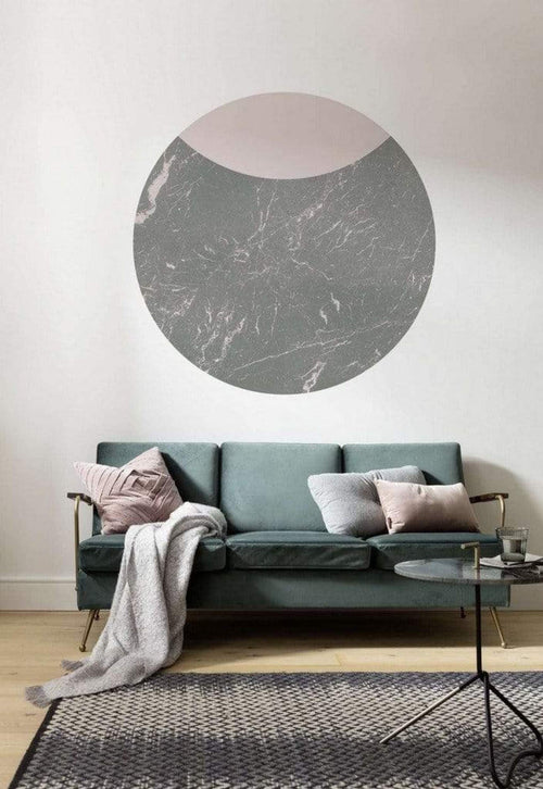 Komar Stripe Marmor Papier Peint 125x125cm Rond ambiance | Yourdecoration.fr
