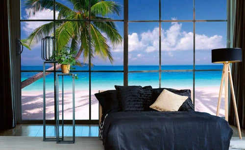 Dimex Beach Window View Papier Peint 375x250cm 5 bandes ambiance | Yourdecoration.fr