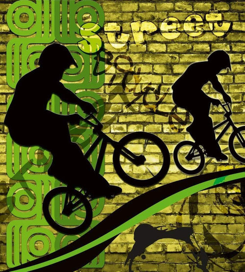 Dimex Bicycle Green Papier Peint 225x250cm 3 bandes | Yourdecoration.fr