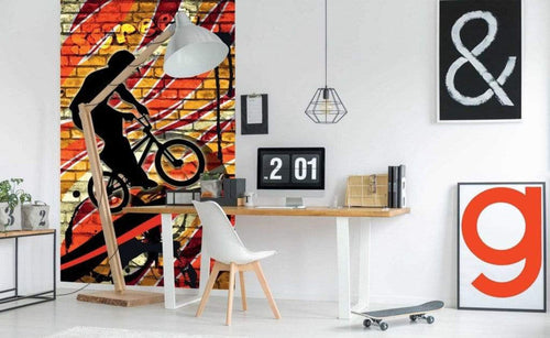 Dimex Bicycle Red Papier Peint 150x250cm 2 bandes ambiance | Yourdecoration.fr