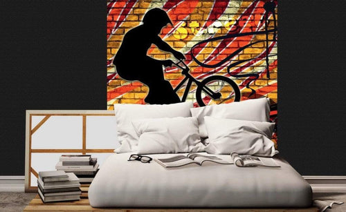 Dimex Bicycle Red Papier Peint 225x250cm 3 bandes ambiance | Yourdecoration.fr