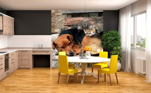 Dimex Cat and Dog Papier Peint 225x250cm 3 bandes ambiance | Yourdecoration.fr