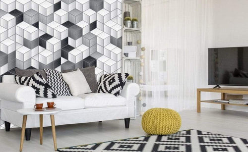Dimex Cube Blocks Papier Peint 225x250cm 3 bandes ambiance | Yourdecoration.fr