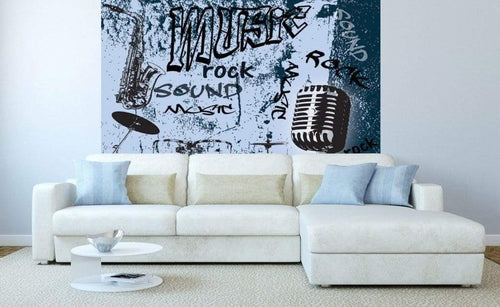 Dimex Music Blue Papier Peint 225x250cm 3 bandes ambiance | Yourdecoration.fr