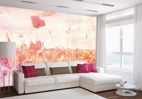 Dimex Poppies Abstract Papier Peint 375x250cm 5 bandes ambiance | Yourdecoration.fr
