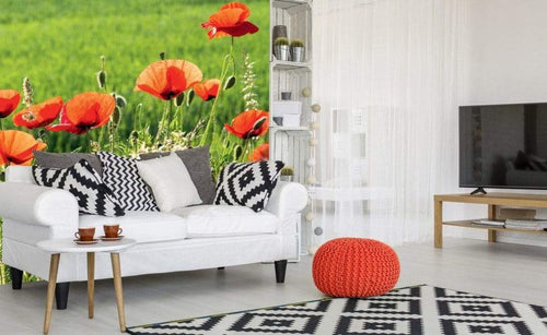 Dimex Poppy Field Papier Peint 225x250cm 3 bandes ambiance | Yourdecoration.fr