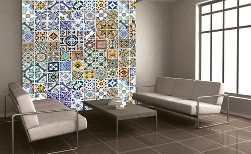 Dimex Portugal Tiles Papier Peint 225x250cm 3 bandes ambiance | Yourdecoration.fr