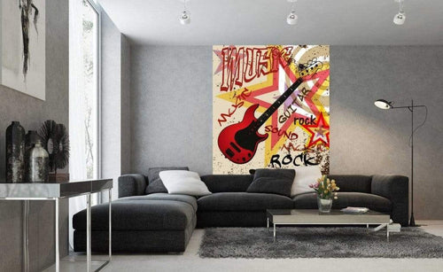 Dimex Red Guitar Papier Peint 150x250cm 2 bandes ambiance | Yourdecoration.fr