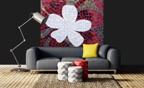Dimex Red Mosaic Papier Peint 225x250cm 3 bandes ambiance | Yourdecoration.fr