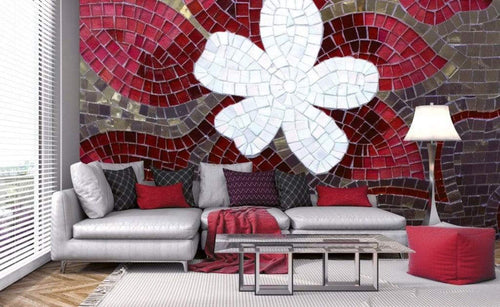 Dimex Red Mosaic Papier Peint 375x250cm 5 bandes ambiance | Yourdecoration.fr