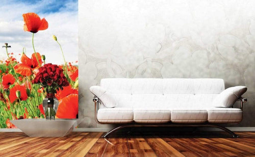 Dimex Red Poppies Papier Peint 150x250cm 2 bandes ambiance | Yourdecoration.fr