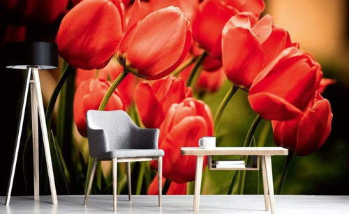 Dimex Red Tulips Papier Peint 375x250cm 5 bandes ambiance | Yourdecoration.fr