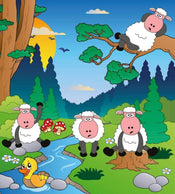 Dimex Sheep in Forest Papier Peint 225x250cm 3 bandes | Yourdecoration.fr
