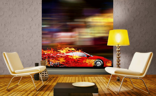 Dimex Speeding Car Papier Peint 225x250cm 3 bandes ambiance | Yourdecoration.fr