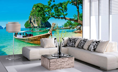 Dimex Thailand Boat Papier Peint 375x250cm 5 bandes ambiance | Yourdecoration.fr