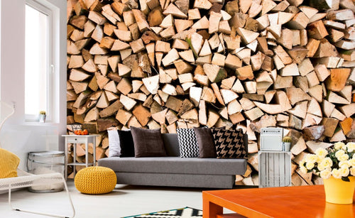 Dimex Timber Logs Papier Peint 375x250cm 5 bandes ambiance | Yourdecoration.fr