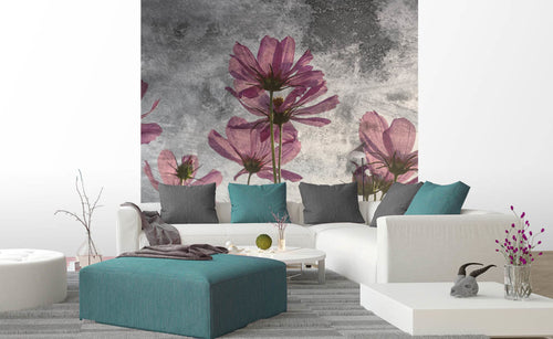 Dimex Violet Flower Abstract Papier Peint 225x250cm 3 bandes ambiance | Yourdecoration.fr