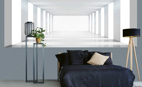 Dimex White Corridor Papier Peint 375x150cm 5 bandes ambiance | Yourdecoration.fr