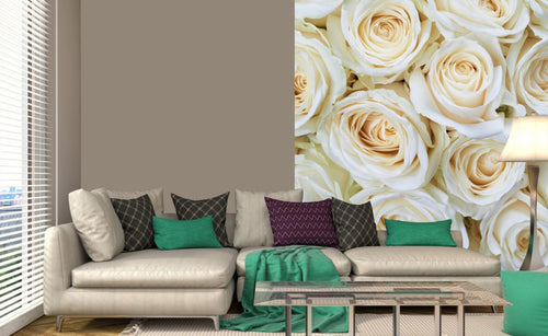 Dimex White Roses Papier Peint 225x250cm 3 bandes ambiance | Yourdecoration.fr