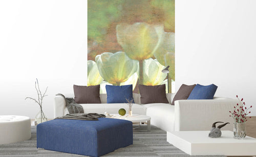 Dimex White Tulips Abstract Papier Peint 150x250cm 2 bandes ambiance | Yourdecoration.fr