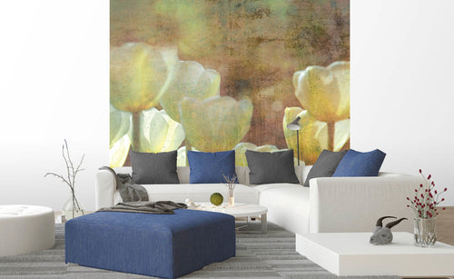 Dimex White Tulips Abstract Papier Peint 225x250cm 3 bandes ambiance | Yourdecoration.fr