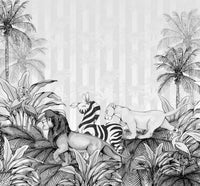 Komar Lion King Monochrome Papier Peint Intissé 300x280cm 6 bandes | Yourdecoration.fr