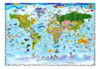 Papier Peint - World Map for Kids 250x175cm - Intissé