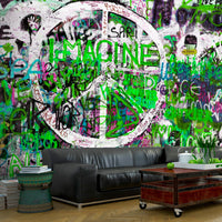 Papier Peint - Green Graffiti - Intissé