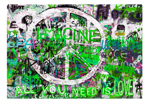 Papier Peint - Green Graffiti - Intissé