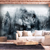 Papier Peint - Mountain Predator Black and White - Intissé