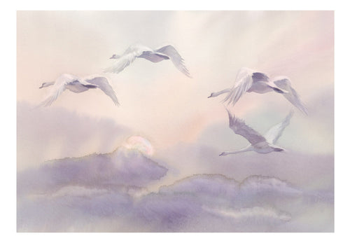 Papier Peint - Flying Swans - Intissé