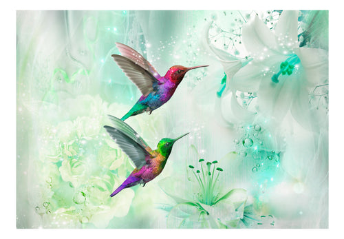 Papier Peint - Colourful Hummingbirds Green - Intissé