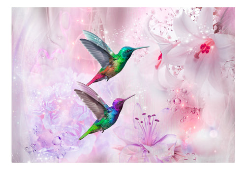Papier Peint - Colourful Hummingbirds Purple - Intissé