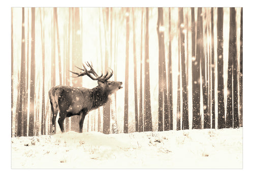 Papier Peint - Deer in the Snow Sepia - Intissé