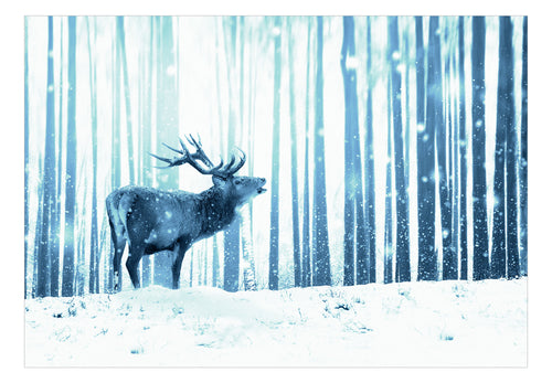 Papier Peint - Deer in the Snow Blue - Intissé
