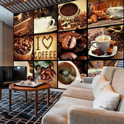 Papier Peint - Coffee Collage 400x280cm - Intissé