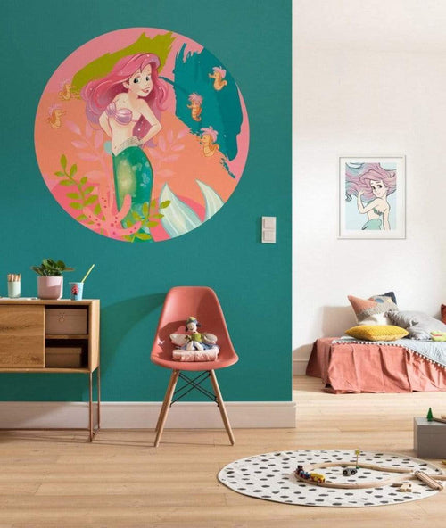 Komar Ariel Happy Coral Papier Peint Adhésif 125x125cm Rond ambiance | Yourdecoration.fr