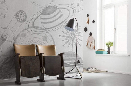 Komar Cosmos Sketch Papier Peint Intissé 300x280cm 6 bandes ambiance | Yourdecoration.fr