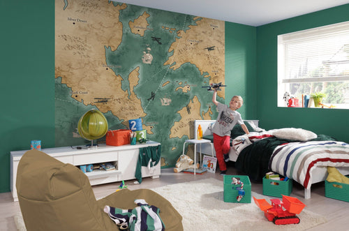 Komar Intisse Papier Peint Iax6 0029 Old Travel Map Interieur | Yourdecoration.fr