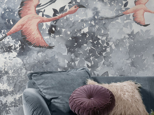 Komar Intisse Papier Peint Inx8 053 Flamingos In The Sky Detail | Yourdecoration.fr