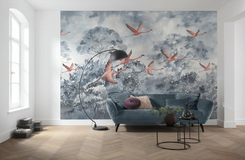Komar Intisse Papier Peint Inx8 053 Flamingos In The Sky Interieur | Yourdecoration.fr