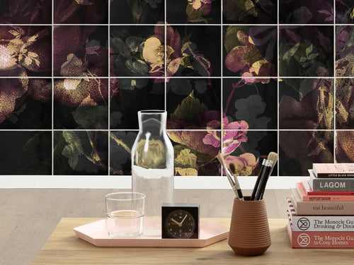 Komar Intisse Papier Peint Inx8 080 Tiles Flowers Details | Yourdecoration.fr
