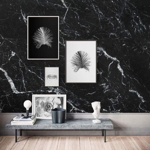 Komar Marble Nero Papier Peint Intissé 400x250cm 4 bandes ambiance | Yourdecoration.fr