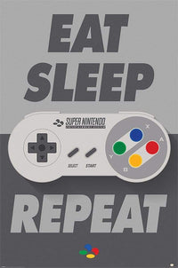 Pyramid Nintendo Eat Sleep SNES Repeat Affiche Poster 61x91,5cm