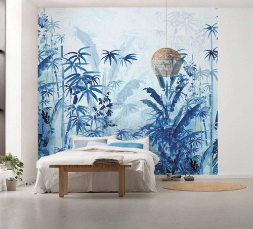 Komar Blue Jungle Papier Peint Intissé 300x280cm 3 bandes ambiance | Yourdecoration.fr